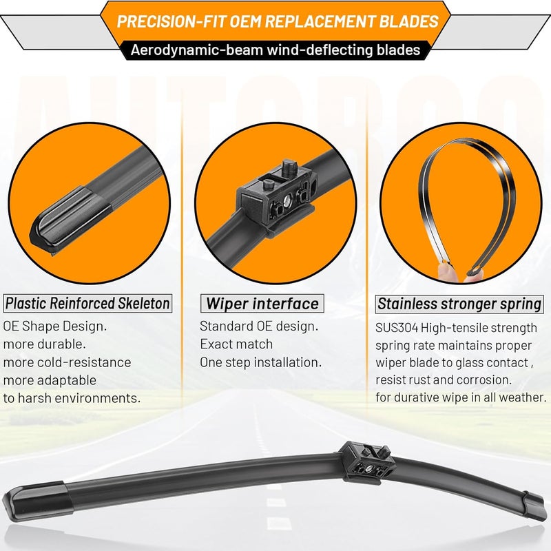 AUTOBOO 24"+19" Windshield Wipers Replacement for Mercedes-Benz CLA250 GLA250 CLA45 GLA45 AMG 2020 2019 2018 2017 2016 -Original Factory Quality (Pack of 2) - Image 4