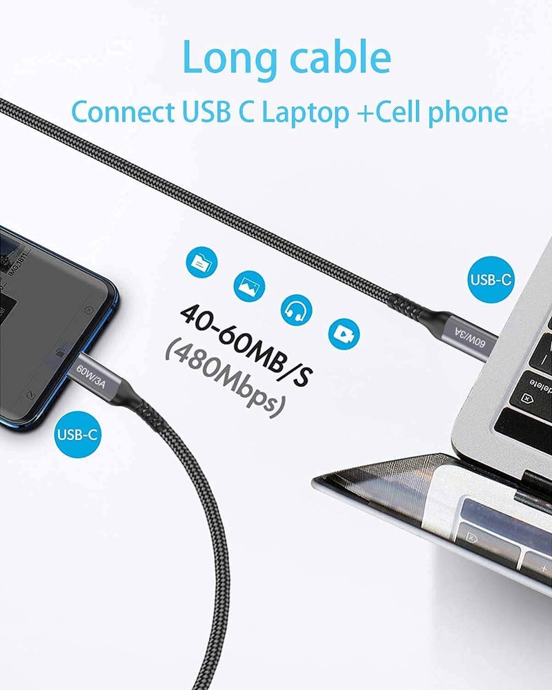 Grtoeud USB-C to USB-C Cable (15FT 2PACK 60W) Long Cable,Fast Charging Cord for iPhone 15 Pro,Samsung Galaxy S23/S22/Z Fold 3,Note 20 Ultra/10 Lite,Google Pixel 6 Pro,OnePlus 9 Pro,Sony Xperia 5,Dual Type-C - Image 5