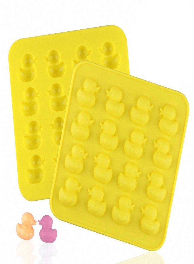 HiParty 2Pcs 16 Cavities Rubber Duck Candy Molds, Yellow Duck Silicone Chocolate Fondant Mold for Cupcake Decoration Gummy Fat Bomb Crayon Melt Mini Soap Ice Cube Trays (Random Color) - Image 1