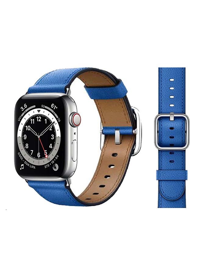 Perfii Leather Replacement Band For Apple Watch Series 6/SE/5/4/3/2/1 Royal Blue