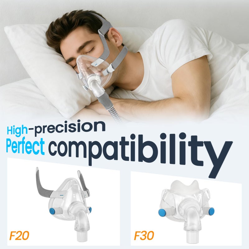 Everness 3 عبوات موصل كوع F20 F30 متوافق مع ResMed Airfit F20 و F30 و Airtouch F20، موصل كوع بديل مع دوران ثلاثي 360 درجة وتقنية إطلاق سريع، ملائم ومضاد للتسرب لمستخدمي قناع F20 CPAP - Image 4
