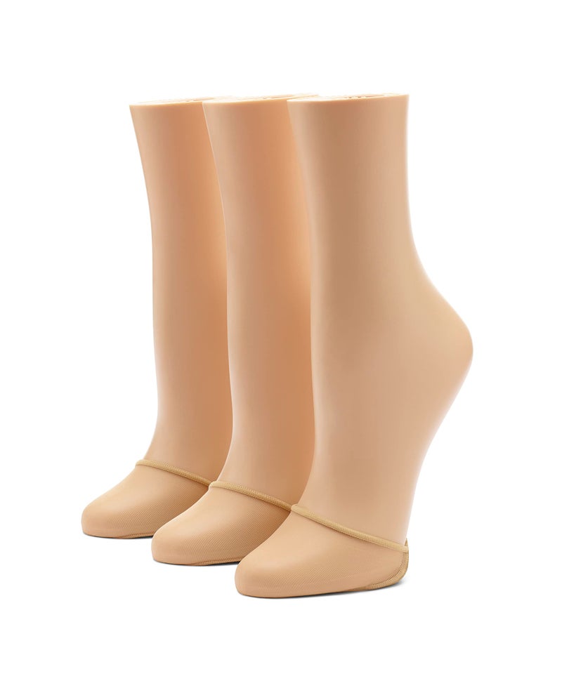 HUE Womens Sheer Toe Cover Liner 3 Pair Pack Pale Beige One Size - Image 2