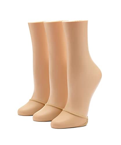 HUE Womens Sheer Toe Cover Liner 3 Pair Pack Pale Beige One Size - Image 1