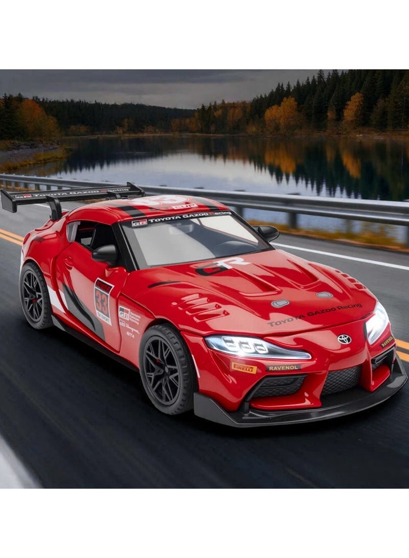 1:32 Toyota Supra Die-Cast Model Car Bull Demon King Alloy Body Pull Back Rear Wheels Working Headlights/Taillights Toy for Collectors - Image 2