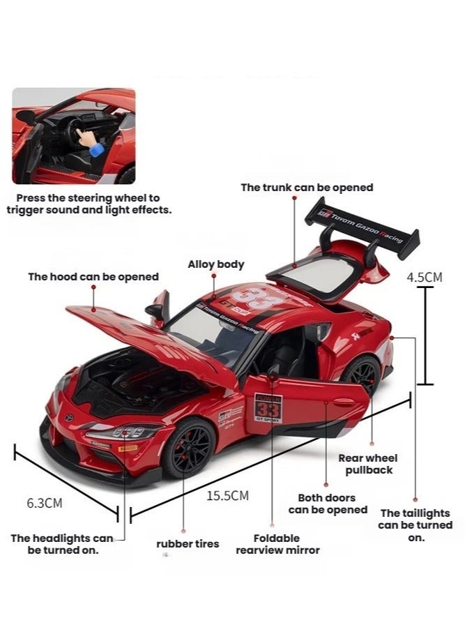 1:32 Toyota Supra Die-Cast Model Car Bull Demon King Alloy Body Pull Back Rear Wheels Working Headlights/Taillights Toy for Collectors - Image 3