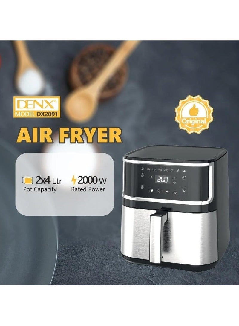 Denx Healthy Air Fryer Without Oil For Fry/Grill/Bake/Roast Capacity 8 Liters Power 1800 Watts - Black - Image 1