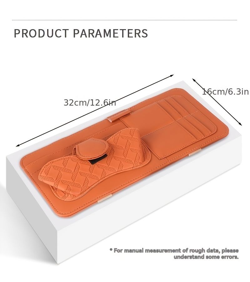 Brown Car Sun Visor Glasses Clip Organizer With Storage Bag For Cards Documents And Change Multi Purpose Interior Accessories All Year Round - Image 2