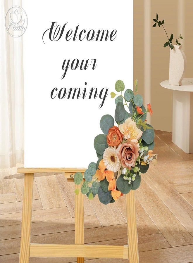Odouzy Artificial Wedding Arch Flowers for Wedding Sign,Set of 2 for Wedding Welcome Ceremony Sign,Faux Floral Swags,Wedding, Banquet and Reception Backdrop Floral Decoration (Orange) - Image 4