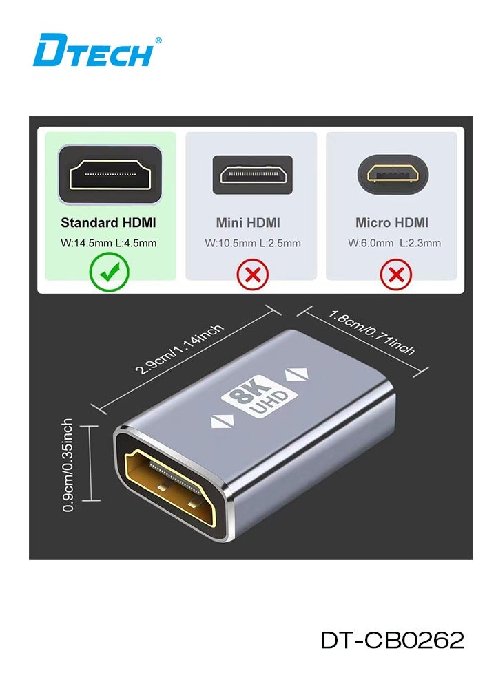 DTECH 8K HDMI Coupler (2 Pack) | HDMI Female to Female Adapter HDMI 2.1 Extender | Supports 8K@60Hz, 48Gbps, HDR, Dolby 7.1, 3D | Compatible with TV, Monitor, Projector, Laptop, PS5, PC - Image 3