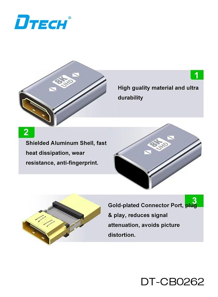 DTECH 8K HDMI Coupler (2 Pack) | HDMI Female to Female Adapter HDMI 2.1 Extender | Supports 8K@60Hz, 48Gbps, HDR, Dolby 7.1, 3D | Compatible with TV, Monitor, Projector, Laptop, PS5, PC - Image 4