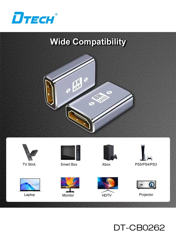 DTECH 8K HDMI Coupler (2 Pack) | HDMI Female to Female Adapter HDMI 2.1 Extender | Supports 8K@60Hz, 48Gbps, HDR, Dolby 7.1, 3D | Compatible with TV, Monitor, Projector, Laptop, PS5, PC - Image 5