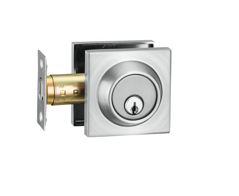 Berlin Modisch Sleek Series Square Single Cylinder Deadbolt Lock For Front Door Entrance Modern High Security Heavy Duty - Satin Nickel Finish - Image 2
