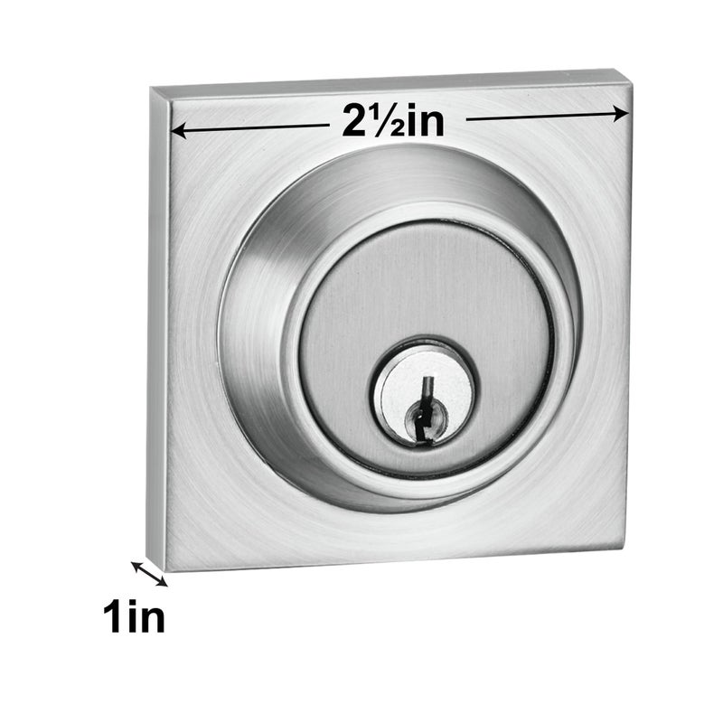 Berlin Modisch Sleek Series Square Single Cylinder Deadbolt Lock For Front Door Entrance Modern High Security Heavy Duty - Satin Nickel Finish - Image 5
