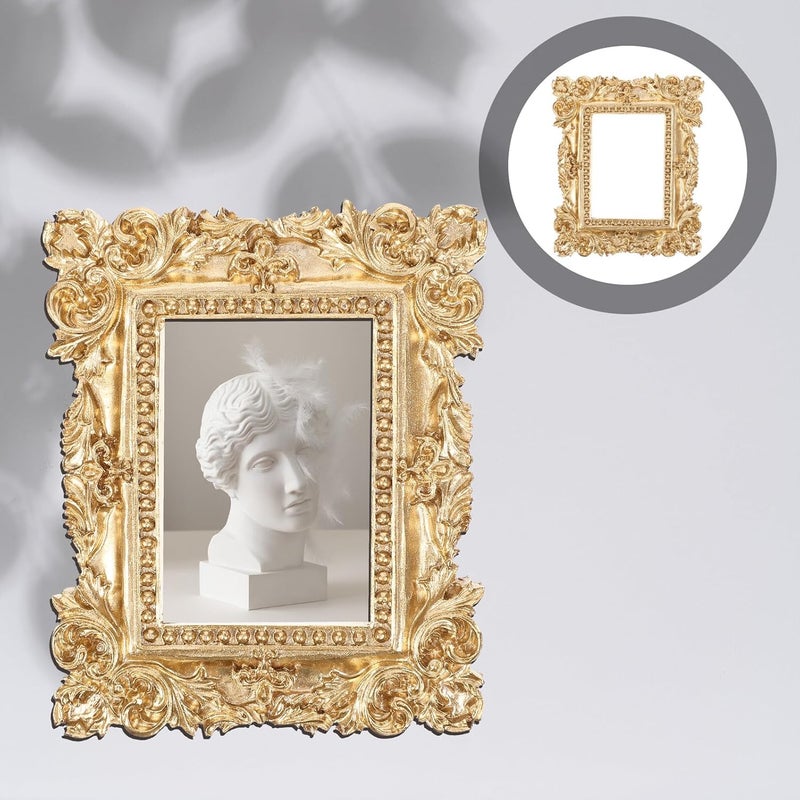 FUOYLOO 2pcs Retro Resin Photo Frames Vintage Jewelry Display Props for Home Office Wall Decor Nordic Style Picture Frame - Image 5