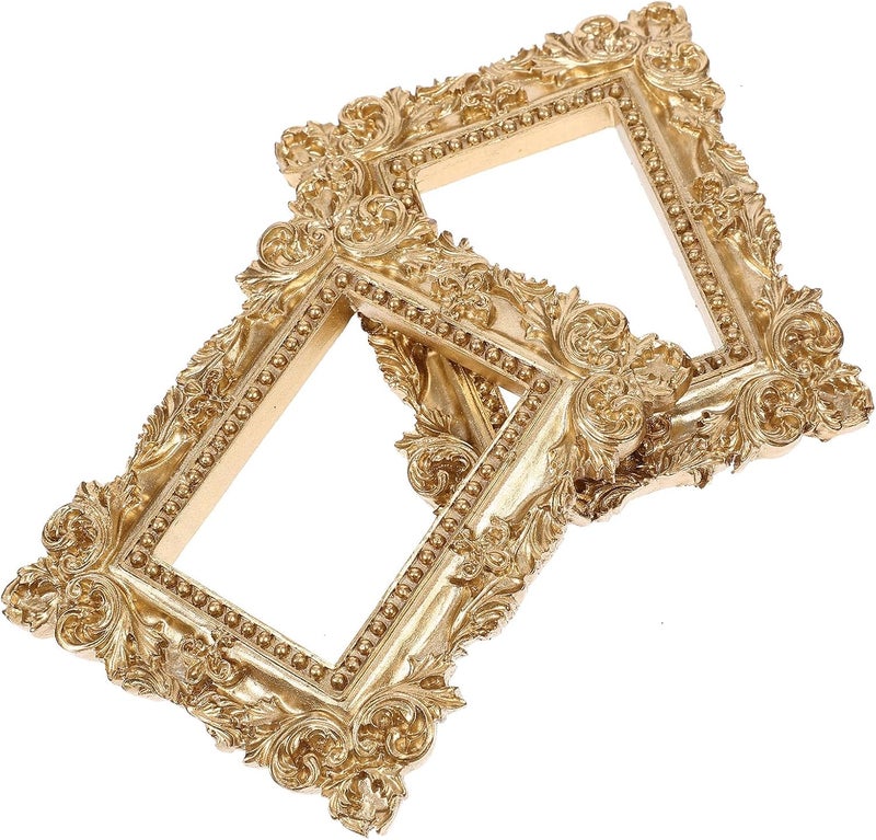 FUOYLOO 2pcs Retro Resin Photo Frames Vintage Jewelry Display Props for Home Office Wall Decor Nordic Style Picture Frame - Image 1