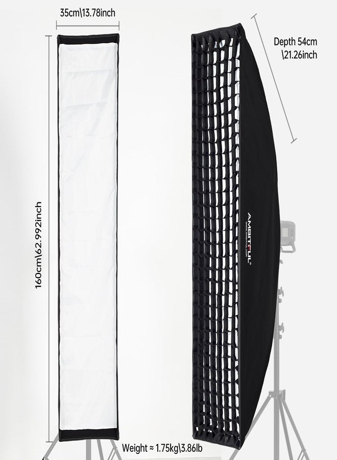 AMBITFUL Beehive Honeycomb Grid Strip Softbox Bowens Mount for Studio Flash Pack of 2 35 x 160 cm 14 x 63 Inches - Image 2