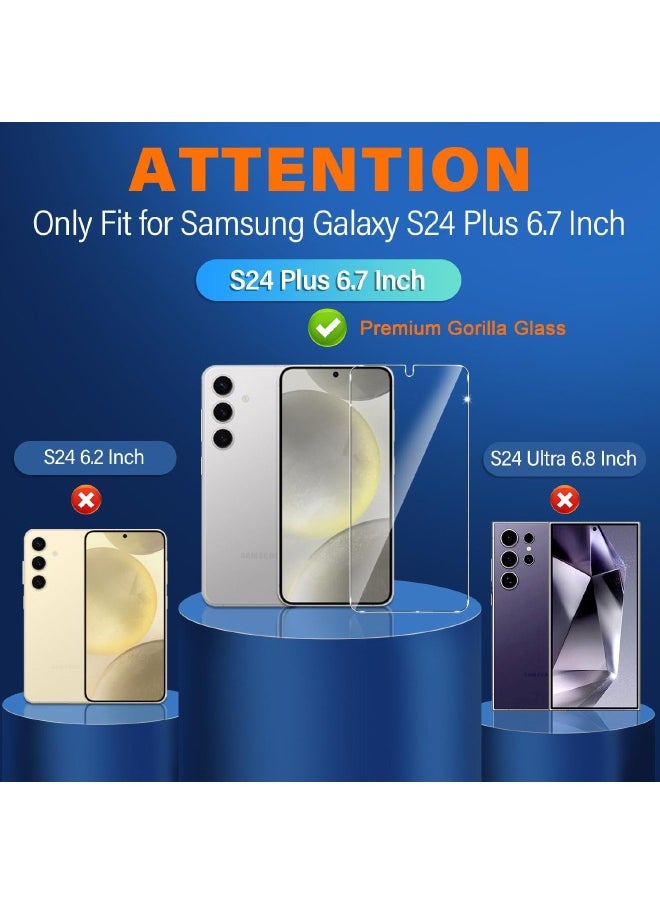 Glass 【2+2 Pack】2PCS Samsung Galaxy S24 Plus Screen Protector + 2PCS Camera Lens Screen Protector Set, 9H Hardness, Support Fingerprint Unlock, Ultra Thin HD Glass Film (Boxed, Included Installation Tools)  - Image 2