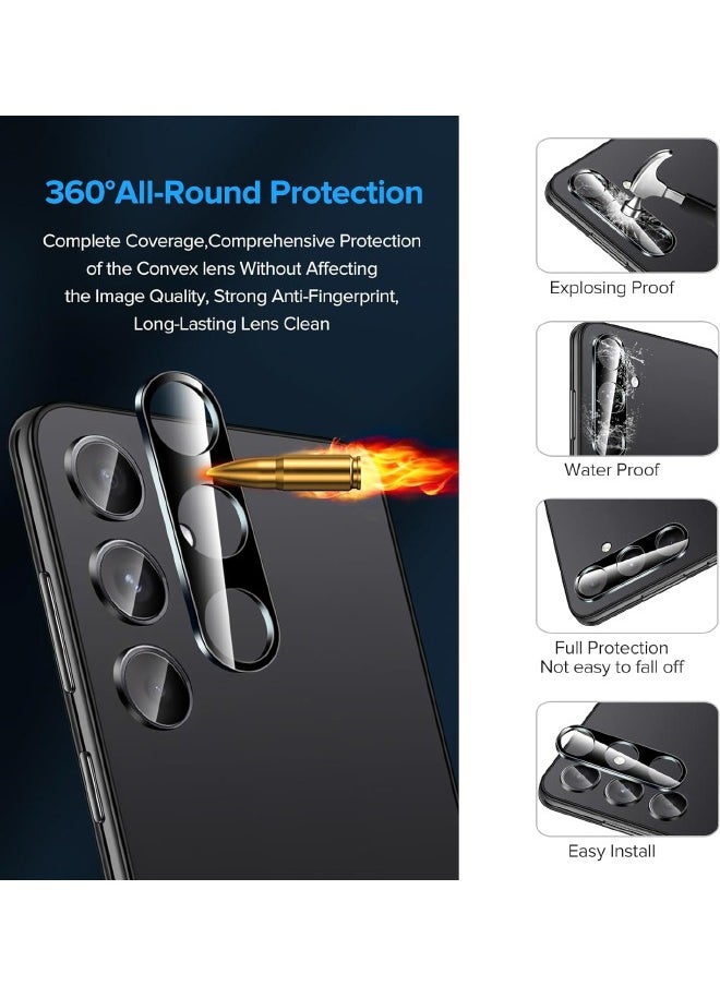 【2+2 Pack】2PCS Samsung Galaxy S24 Plus Screen Protector + 2PCS Camera Lens Screen Protector Set, 9H Hardness, Support Fingerprint Unlock, Ultra Thin HD Glass Film (Boxed, Included Installation Tools)