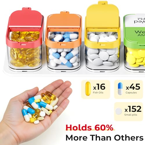 Odaro Extra Large Weekly Pill Organizer, XL Pill Box 7 Day Am Pm, Jumbo Medicine Organizer 2 Times A Day to Hold Daily Medicine Vitamin and Supplements - Rainbow - Image 2