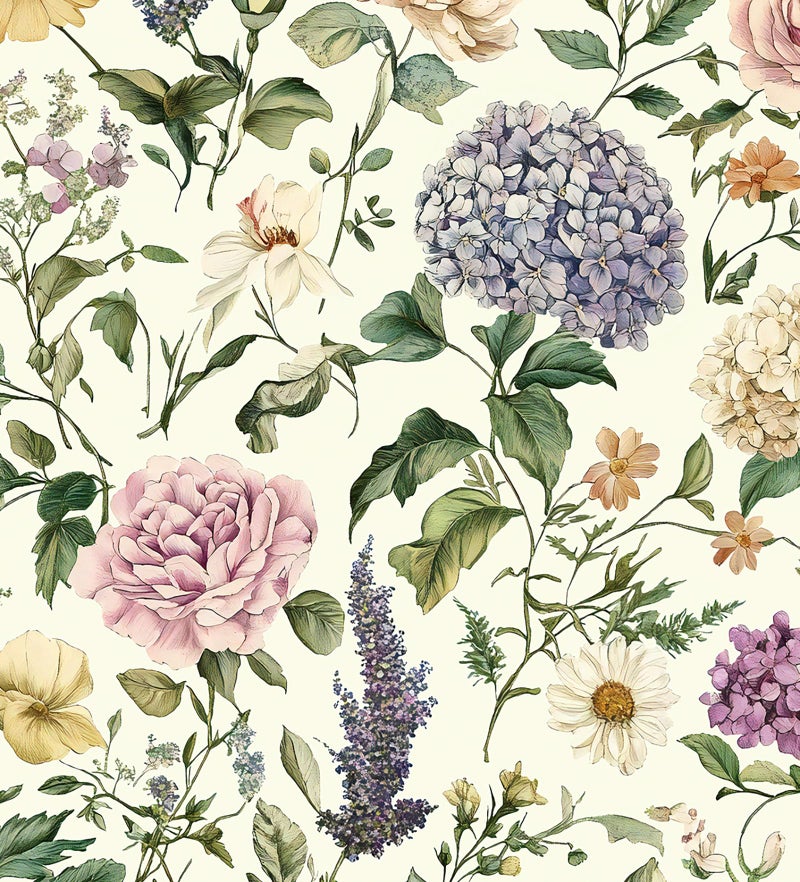 HeloHo Floral Peel and Stick Wallpaper Vintage Floral Contact Paper Boho Flower Botanical Wallpaper Removable Self Adhesive Farmhouse Wall Paper for Cabinets Bathroom Bedroom Vinyl 173x787 - Image 2