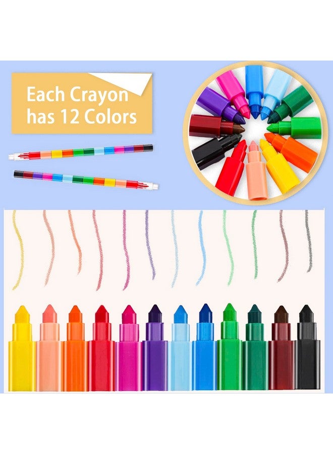 Extrapins 36 Pieces Colorful Stackable Crayons,12 Colors Stacking Crayons,Buildable Crayons for Drawing Coloring,Stacking DIY Crayons for Classroom Office School Supplies - Image 3