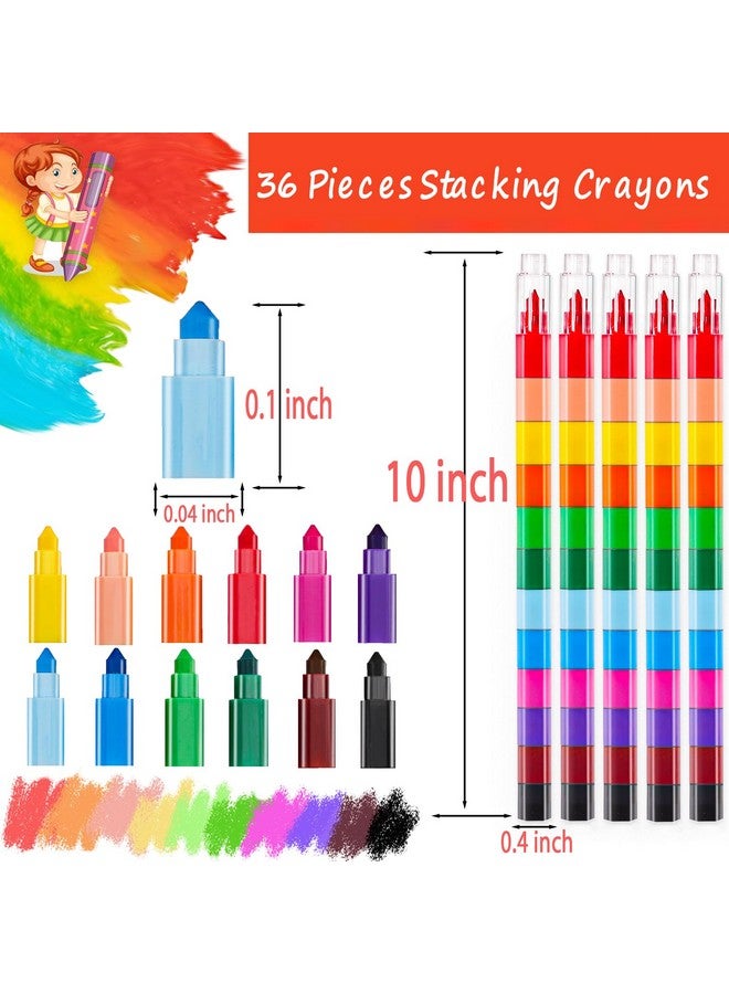 Extrapins 36 Pieces Colorful Stackable Crayons,12 Colors Stacking Crayons,Buildable Crayons for Drawing Coloring,Stacking DIY Crayons for Classroom Office School Supplies - Image 2