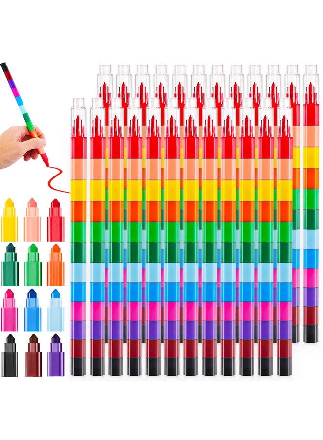Extrapins 36 Pieces Colorful Stackable Crayons,12 Colors Stacking Crayons,Buildable Crayons for Drawing Coloring,Stacking DIY Crayons for Classroom Office School Supplies - Image 1