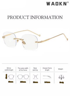 WAOKN Blue Light Blocking Glasses - Computer Game Glasses Square Frameless  Eyeglasses Frame for Women Men, Anti Eye Eyestrain UV 400 Protection Reading Gaming Glasses Non Prescription  - Image 5