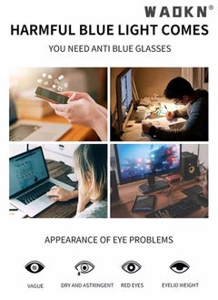 WAOKN Blue Light Blocking Glasses - Computer Game Glasses Square Frameless  Eyeglasses Frame for Women Men, Anti Eye Eyestrain UV 400 Protection Reading Gaming Glasses Non Prescription  - Image 4
