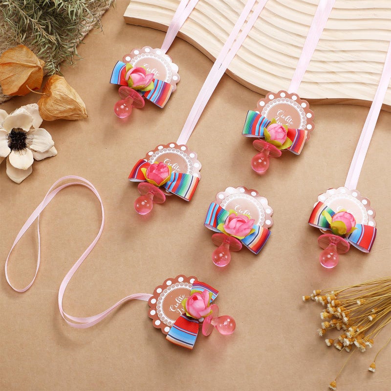 Landical 24 Pcs Cielito Lindo Party Pacifiers Necklaces Mexican Baby Shower Pacifiers Decorations Acrylic Pacifier Necklaces for Adults Guest Baby Shower Party Supplies Gifts Table Scatter Decorations - Image 3
