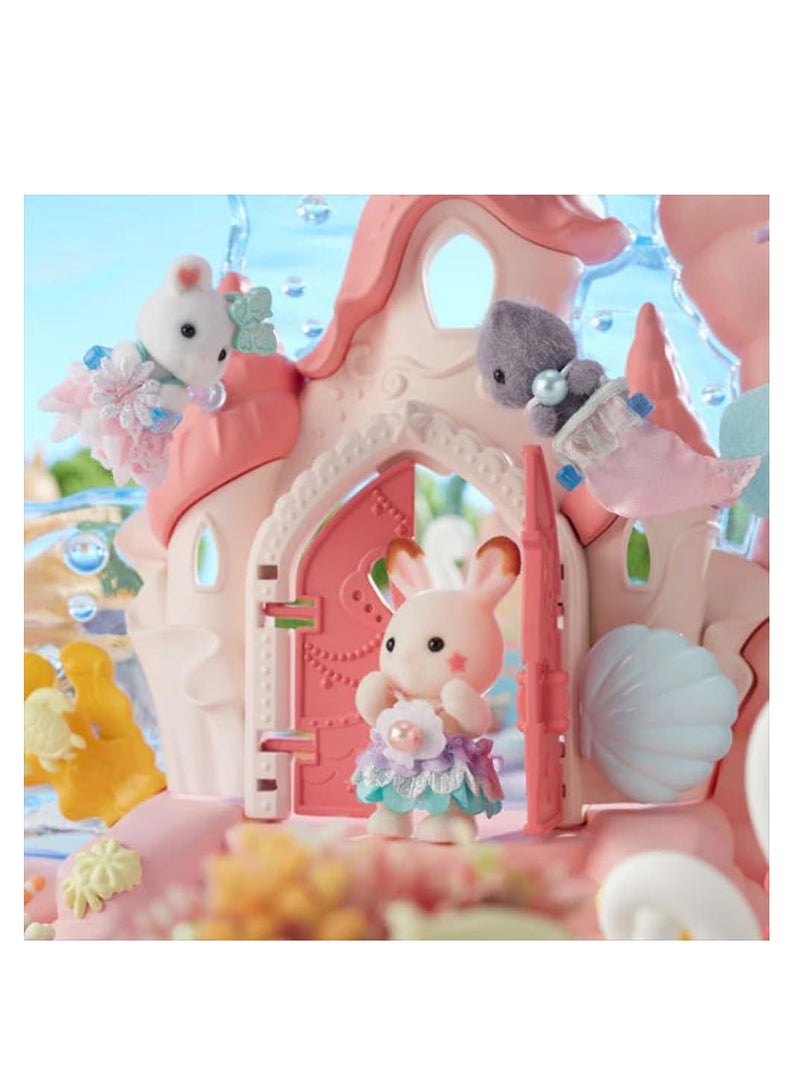 Sylvanian Families Mermaid Castle Playset |Includes Dream Boat, Jellyfish Swing, Elevator, Submarine, and Secret Cave | Plastic | Animal Theme | For Kids | Funfair Attraction - Image 5