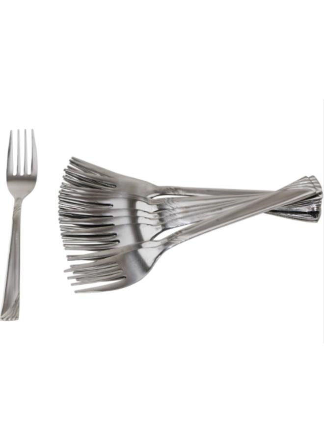 12-Piece Stainless Steel Dinner Fork Set - Silver 