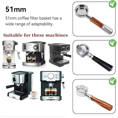 cdipkif 2Pack Pressurized Coffee Filter Basket 51mm Coffee Portafilter Basket Detachable Espresso Machine Portafilter Basket Replacement (single double serving suit) - Image 3