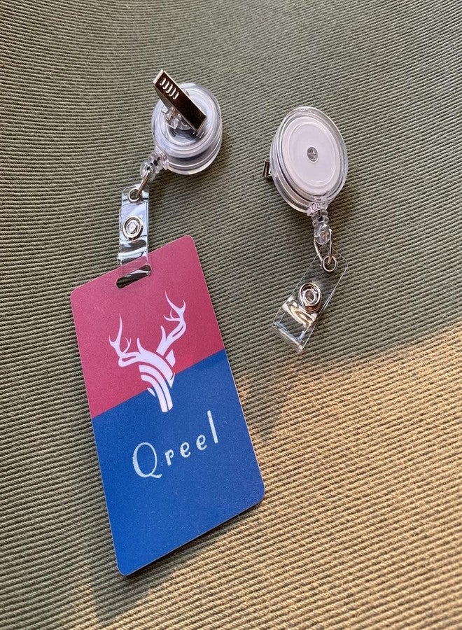 QREEL - عبوة من 25 قطعة - بكرات حامل بطاقة الهوية القابلة للسحب مع مشبك تمساح دوار (شفاف) - Image 4