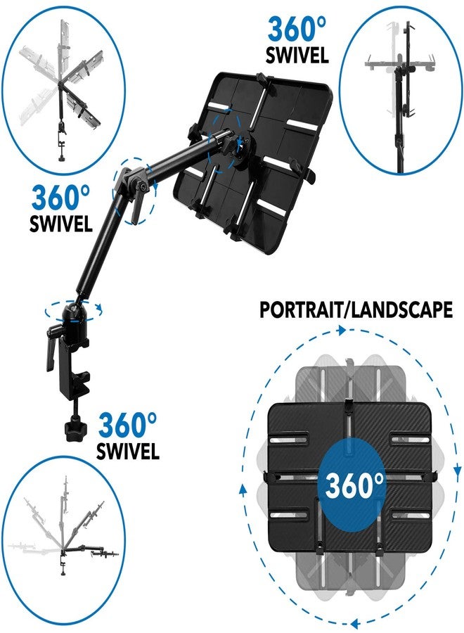 Mount-It! Tablet Pole Mount | Universal Full Motion Holder for iPad, Phone or Tablet | C-Clamp Base | Fits 6-14 Inch Screens - Image 4