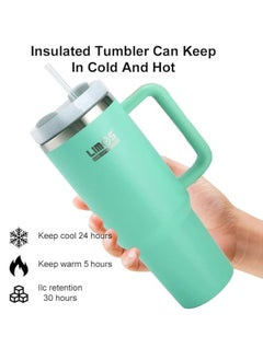 Tumbler with Handle and Straw Lid, Insulated Reusable Stainless Steel Water Bottle, Mist Color - Travel Mug for Iced Coffee and Cold Beverages, Perfect for Car and Home, 40 oz - pzsku/Z84C1540B448B0FED93E0Z/45/_/1736843403/b8185acf-2fb8-416a-8f1a-c7a2ad57f986