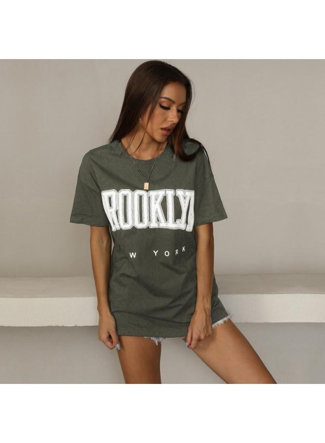 VUELO Southeast Asia Summer New Women's Loose Round Neck Sports T Short Sleeve Popular Letter T-shirt 