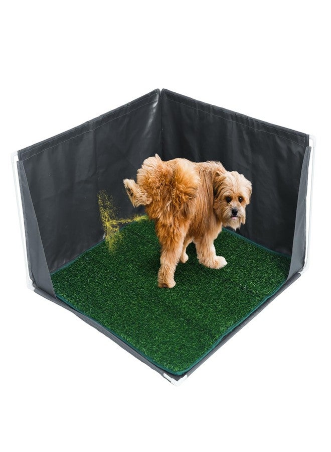 INRLKIT Dog Pee Pad Holder with High Walls, Portable Dog Litter Box for Inside Potty, Splash-Proof No Spill Pee Shield Pad Holder Tray for Puppies Small and Medium Dogs (Grey, Pee Pad Holder w/Grass Turf) - Image 1