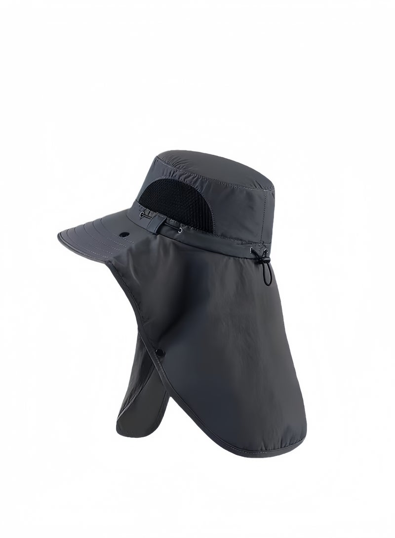Hiras Sun Hat Hiking Hat UV Protection for Men & Women, Fishing & Bucket hat with Removable Mesh Face Neck Flap Cover Outdoor Sports Accessories - Grey  - Image 3