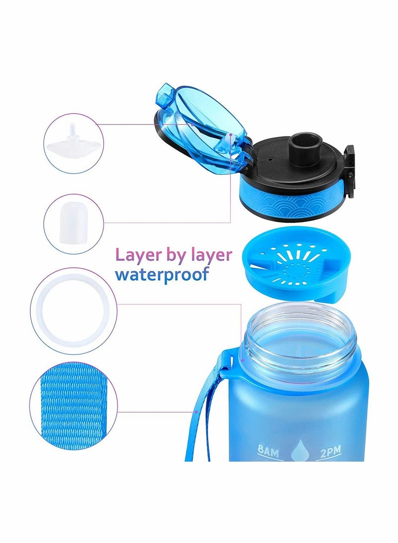 KASTWAVE Fitness Water Bottle with Time Marker & Removable Strainer Flip Top Leakproof BPA Free Sports Water Bottle - Image 5