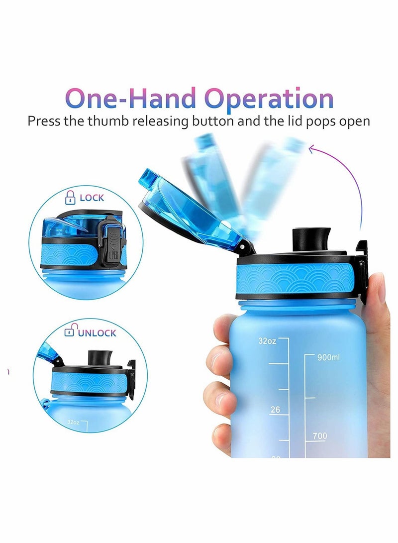 KASTWAVE Fitness Water Bottle with Time Marker & Removable Strainer Flip Top Leakproof BPA Free Sports Water Bottle - Image 3