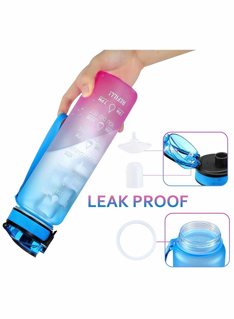 KASTWAVE Fitness Water Bottle with Time Marker & Removable Strainer Flip Top Leakproof BPA Free Sports Water Bottle - Image 4