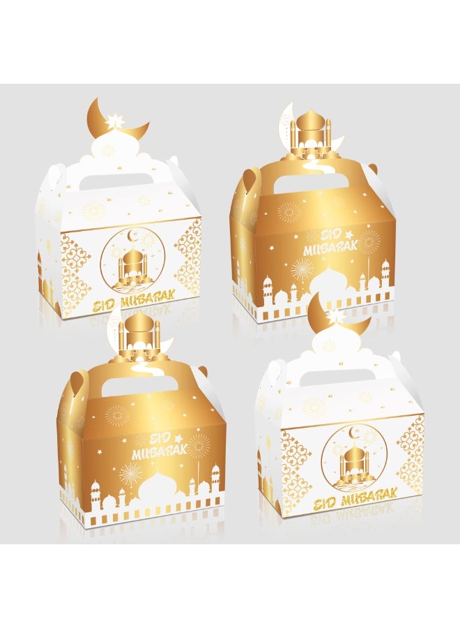 12 قطعة من صناديق هدايا رمضان وصناديق هدايا عيد مبارك وفانوس نجمة وقمر مسجد وصناديق هدايا حفلات العيد مع مقبض وصندوق حلوى رمضان بالجملة لحزم عيد الفطر والإمدادات - Image 1