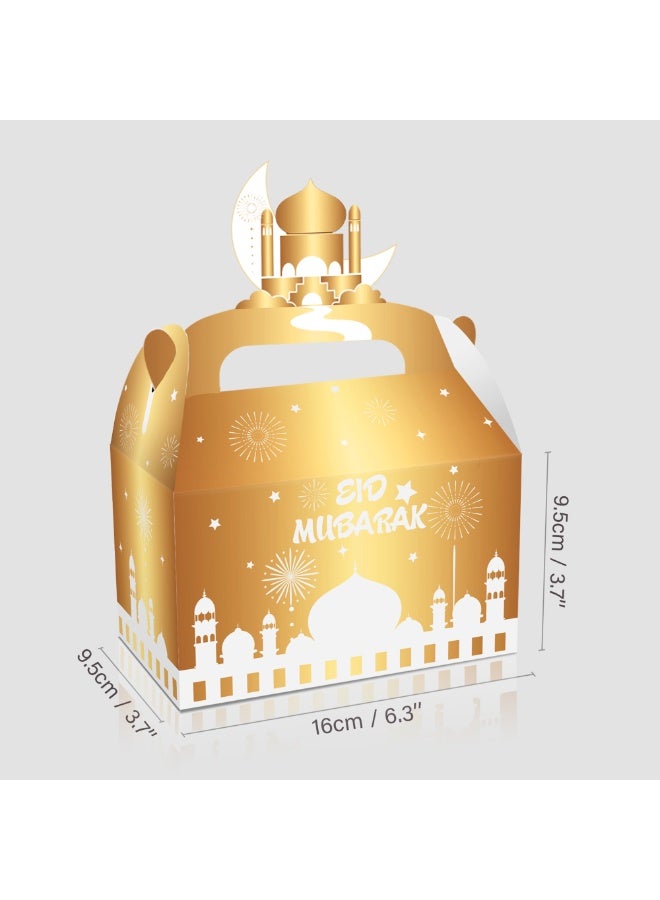 12 قطعة من صناديق هدايا رمضان وصناديق هدايا عيد مبارك وفانوس نجمة وقمر مسجد وصناديق هدايا حفلات العيد مع مقبض وصندوق حلوى رمضان بالجملة لحزم عيد الفطر والإمدادات - Image 3