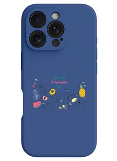 Protective Slim Fit Case Liquid Silicone Cover with Full Body Protection Anti-Scratch Shockproof Case For iPhone 16 Pro Max Blue - Sweet Summer Time
