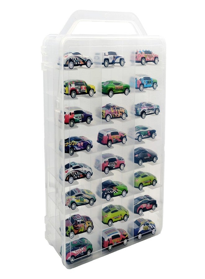 Adevar Double Sided 1/64 Scale Toy Car Storage Case Compatible with Matchbox Car Hot Wheels Storage Case,46 Slot Transparent Organizer for 48 Toy Cars,Case Only - Image 1