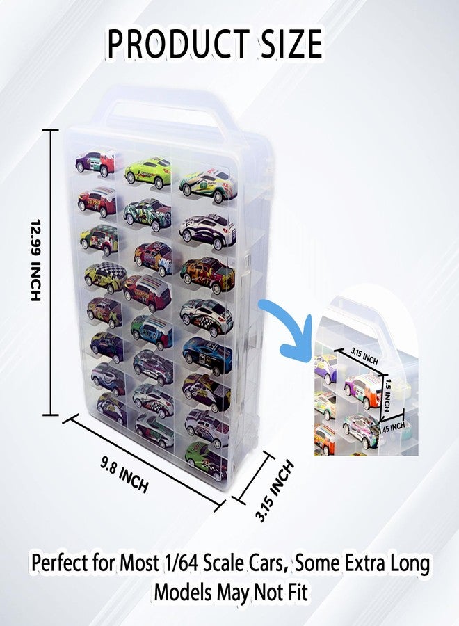 Adevar Double Sided 1/64 Scale Toy Car Storage Case Compatible with Matchbox Car Hot Wheels Storage Case,46 Slot Transparent Organizer for 48 Toy Cars,Case Only - Image 2
