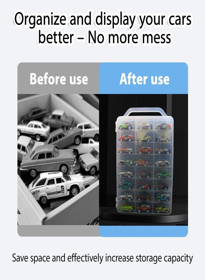 Adevar Double Sided 1/64 Scale Toy Car Storage Case Compatible with Matchbox Car Hot Wheels Storage Case,46 Slot Transparent Organizer for 48 Toy Cars,Case Only - Image 5