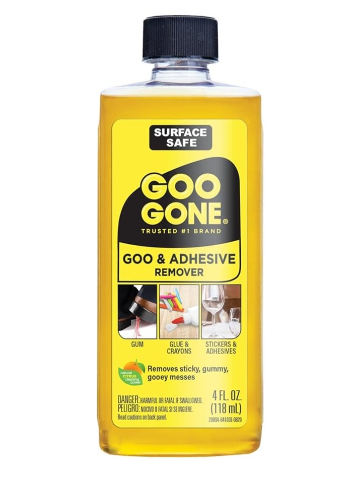 Goo Gone Goo Gone Original Adhesive Remover - 4 Ounce - Surface Safe Adhesive Remover Safely Removes Stickers Labels Decals Residue Tape Chewing Gum Grease Tar  - Image 1
