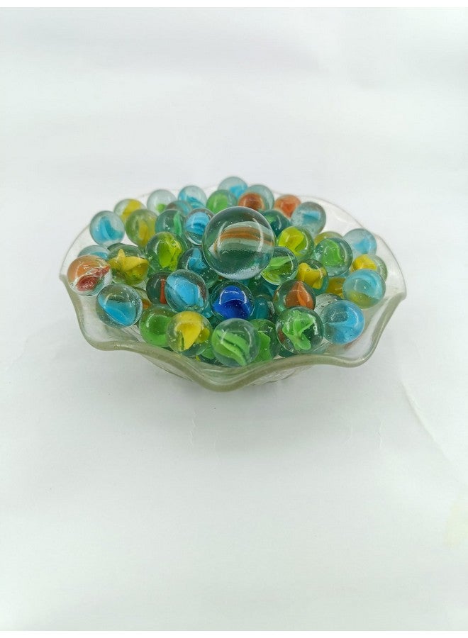 advancedestore Marbles - 85Pcs - Glass Playing Balls - Kanche - Goli - Traditional Indian Game - Glass Stones - Aquarium Fillers - Gel Candle Fillers 15mm + Shooter - Image 2